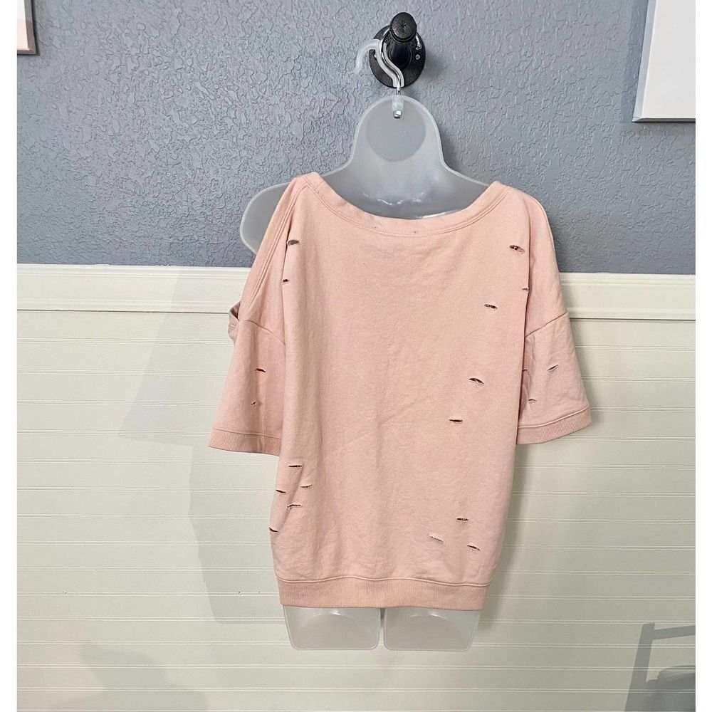 Central Park West Pink Distressed Short Sleeve Shirt